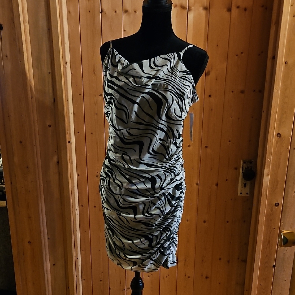 Wild Fable Black and White Zebra Print Midi Dress